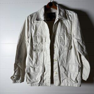 Eddie Bauer Legend 100% Cotton Field Jacket Button Down Light Tan Sz Medium